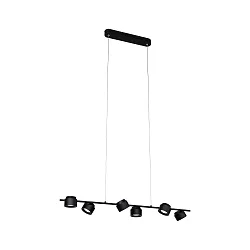 Luminaire à suspension PURIC PANE I 6 flammes, rotatif, inclinable IP20, noir gradable