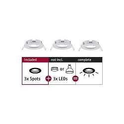 Set of 3 Recessed luminaire CHOOSE, fixed, IP44, 230V, max. 3x 10W Ø5.1cm, white matt