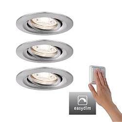 Set of 3 Recessed spot LED NOVA MINI PLUS with LED Module, IP23, swivelling, 230V, 4.2W 2700K 300lm 38°, dimmable, iron brushed