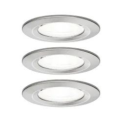 Lumière encastrée NOVA LED rigide, lot de 3 GU10 IP44, fer brossé  6,5W 470lm 4000K 36° 36° CRI >80