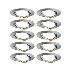 Lumière encastrée BASE pivotant, lot de 10 GU10 IP20, fer brossé gradable CRI >80