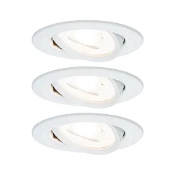Lumière encastrée NOVA LED rond, pivotant, lot de 3 GU10 IP23, blanc mat  19,5W 460lm 2700K 38° 38° CRI >80