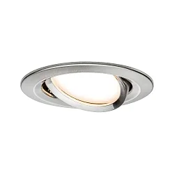 Lumière encastrée NOVA COIN LED rond, pivotant IP23, fer brossé  460lm 2700K 100° 100° CRI >80