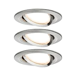 Lumière encastrée NOVA COIN LED rond, pivotant, lot de 3 IP23, fer brossé  19,5W 460lm 2700K 100° 100° CRI >80
