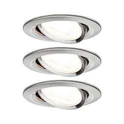 Lumière encastrée NOVA LED rond, pivotant, lot de 3 GU10 IP23, fer brossé gradable 460lm 2700K 38° 38° CRI >80