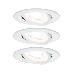 Lumière encastrée NOVA LED rond, pivotant, lot de 3 GU10 IP23, blanc mat gradable 460lm 2700K 38° 38° CRI >80