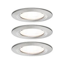 recessed luminaire NOVA LED round, rigid, set of 3 GU10 IP44, brushed iron dimmable 19,5W 460lm 2700K 38° 38° CRI >80