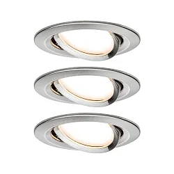 Lumière encastrée NOVA COIN LED rond, pivotant, lot de 3 Coin IP23, fer brossé gradable 19,5W 460lm 2700K 100° 100° CRI >80
