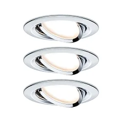 recessed luminaire NOVA COIN LED round, swivelling, set of 3 Coin IP23, chrome dimmable 19,5W 460lm 2700K 100° 100° CRI >80