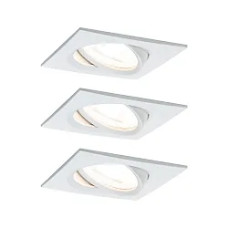 recessed luminaire NOVA COIN LED square, swivelling, set of 3 Coin IP23, white matt dimmable 19