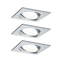 recessed luminaire NOVA COIN LED square, swivelling, set of 3 Coin IP23, aluminium dimmable 19