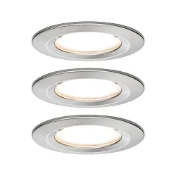 recessed luminaire NOVA COIN LED round, rigid, set of 3 Coin IP44, brushed iron dimmable 19,5W 460lm 2700K 100° 100° CRI >80