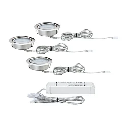 Luminaires pour meuble MICRO LINE rigide, lot de 3, fer brossé 