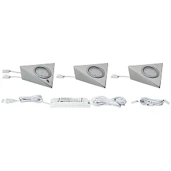 Eclairage sous meuble PIR LED angulaire, lot de 3, fer brossé  3x170lm 2700K 100° 100°