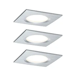 Downlight NOVA PLUS COIN angulaire, rigide, lot de 3, avec diffuseur IP44, aluminium gradable