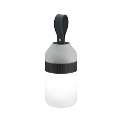Lampe de table CLUTCH rond, contrôlable par Bluetooth, avec fonction de charge USB IP44, gris gradable