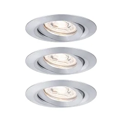 Set of 3 LED Recessed luminaire NOVA MINI with Module COIN, swivelling, alu turned