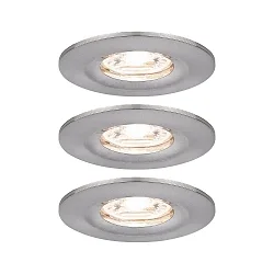 Set of 3 LED Recessed luminaire NOVA MINI with Module COIN, IP44, fixed, iron brushed