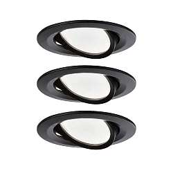 recessed luminaire NOVA COIN LED round, swivelling, set of 3 Coin IP23, black matt dimmable 11W 460lm 2700K 100° 100° CRI >80