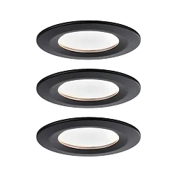 recessed luminaire NOVA COIN LED round, rigid, set of 3 Coin IP44, black matt  11W 460lm 2700K 100° 100° CRI >80