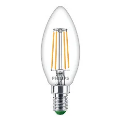 Ampoule à filament forme bougie MASTER LEDCANDLEND2.3-40W E14 827 B35CL GUE commutable C35 clair E14 2