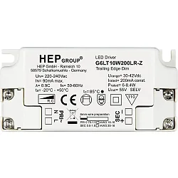Unité d’alimentation Led 200MA / 6W-8.4W / 30-42V dimmable, blanche