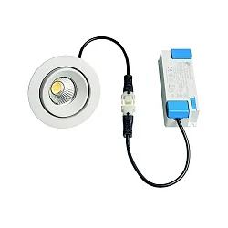 Downlight GAIL Plug&Play rond, pivotant IP65, couvert de poudre, blanc mat gradable