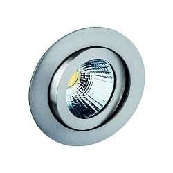 Downlight TALU Plug&Play rond, pivotant IP20, fer brossé gradable