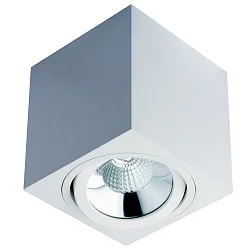 Luminaire de surface MELIMAR COB angulaire, pivotant IP20, transparent, blanche, laqué