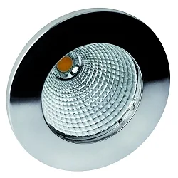 Plafonnier encastré CALINA COB rond, rigide IP54, acier inoxydable brossé, transparent