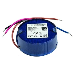 Driver de LED 600MA / 4.8W-7.2W / ACTIVE PFC rond, avec câble ouvert, courant constant, dimmable, bleu