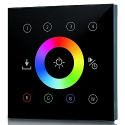 Ecran tactile AC-DALI / 4 ZONES RGBW 4 canaux, RGBW, Sortie de gradation numérique DALI, noir