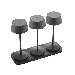 battery table lamp FACETTA down, CCT Switch, set of 3, with touch dimmer IP44, night black dimmable