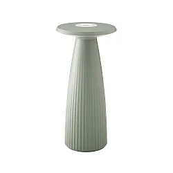 Lampe de table à accu NUFLAIR CCT Switch, avec variateur tactile, perforé IP54, vert sauge gradable