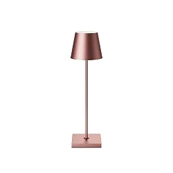 Lampe de table à accu NUINDIE USB-C rond IP54, anodisé or rose gradable