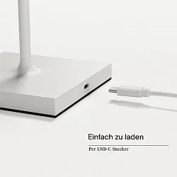 Lampe de table à accu NUINDIE MINI USB-C IP54, blanc neige gradable
