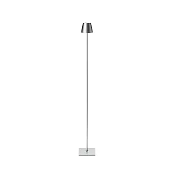 Lampadaire à accu NUINDIE USB-C haut / bas, avec connexion USB, CCT Switch, avec variateur tactile IP54, argent gradable