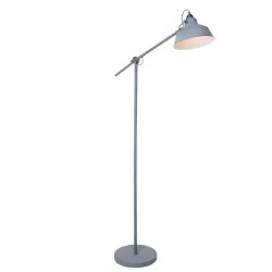 Lampadaire NOVÉ avec interrupteur, avec prise de courant, réglable E27 IP20, gris béton 