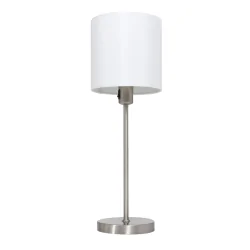 Lampe de table NOOR rond, avec interrupteur, avec abat-jour E27 IP20, acier brossé 