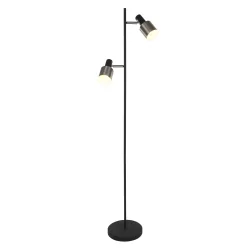 Lampadaire FJORGARD à 2 flammes, avec interrupteur, avec prise de courant, réglable E27 IP20, noir mat 