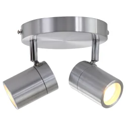 Luminaire de salle de bain UPROUND à 2 flammes, cylindrique, Dim-To-Warm, réglable GU10 IP44, acier brossé gradable
