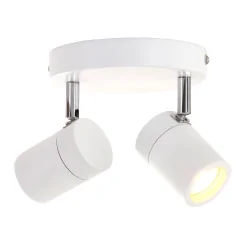 Luminaire de salle de bain UPROUND à 2 flammes, cylindrique, Dim-To-Warm, réglable GU10 IP44, blanc mat gradable