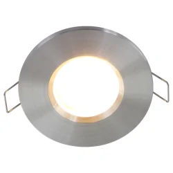 Lumière encastrée PÉLITE SPOT rond, rigide, avec câble ouvert GU10 IP44, acier brossé gradable