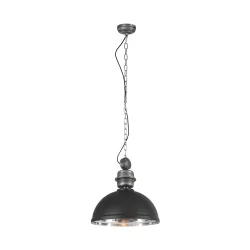 Luminaire à suspension GAEVE grand, rond E27 IP20, noir mat gradable