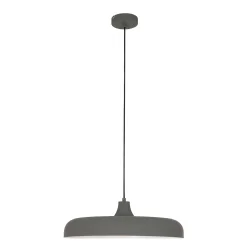 Luminaire à suspension KRISIP Bas, à 1 flamme, plat E27 IP20, gris, mat gradable
