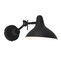 Luminaire mural KASKET avec interrupteur, avec bras articulé, avec prise de courant E27 IP20, noir mat 