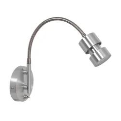 Luminaire mural NATASJA avec interrupteur, avec bras flexible GU10 IP20, acier brossé gradable