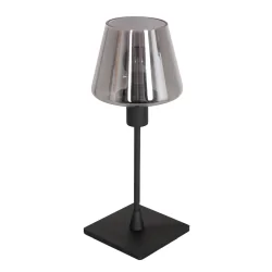 Lampe de table ANCILLA à 1 flamme, avec fonction de commutation, conique E14 IP20, noir mat gradable