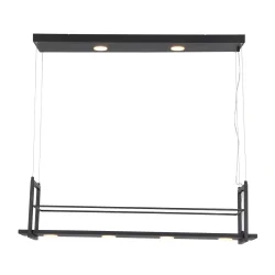 pendant luminaire TØR 6 flames, with shelf IP20, black matt dimmable