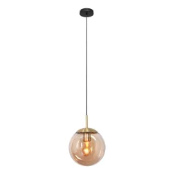 Luminaire à suspension BOLLIQUE rond E27 IP20, ambre, laiton, noir  gradable